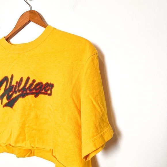 Tommy Hilfiger Y2K Reworked Yellow Graphic Crop Tee - Picture 2 of 7